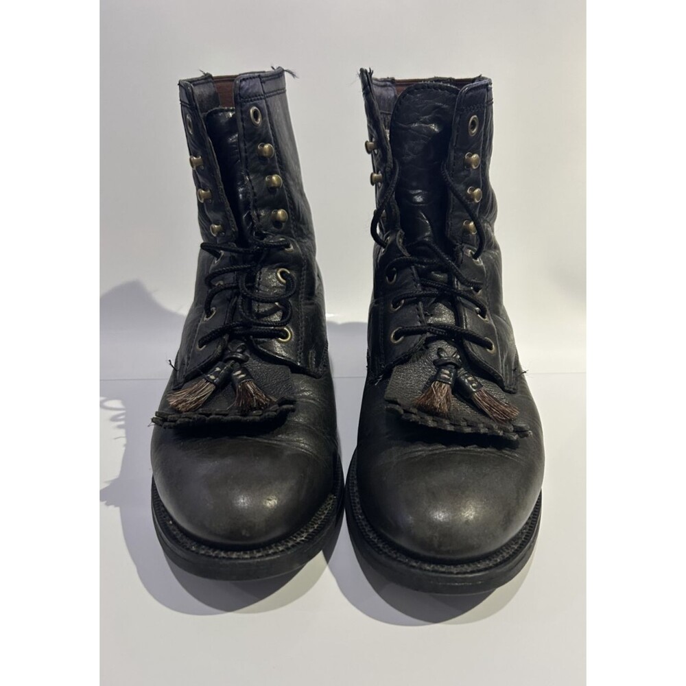 Ariat Cobalt Women’s Black Leather Lacer/Kiltie Boots With Tassel 33401 Size 6